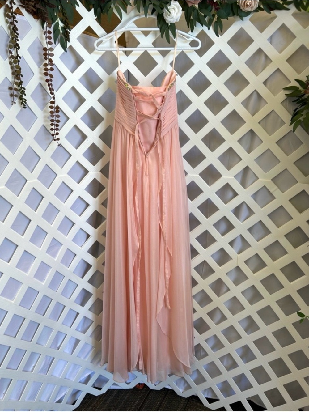 Bonny Bridal Pink Beaded Strapless Prom Dress Chiffon Formal Gown Size 4 Fairy - Picture 6 of 13